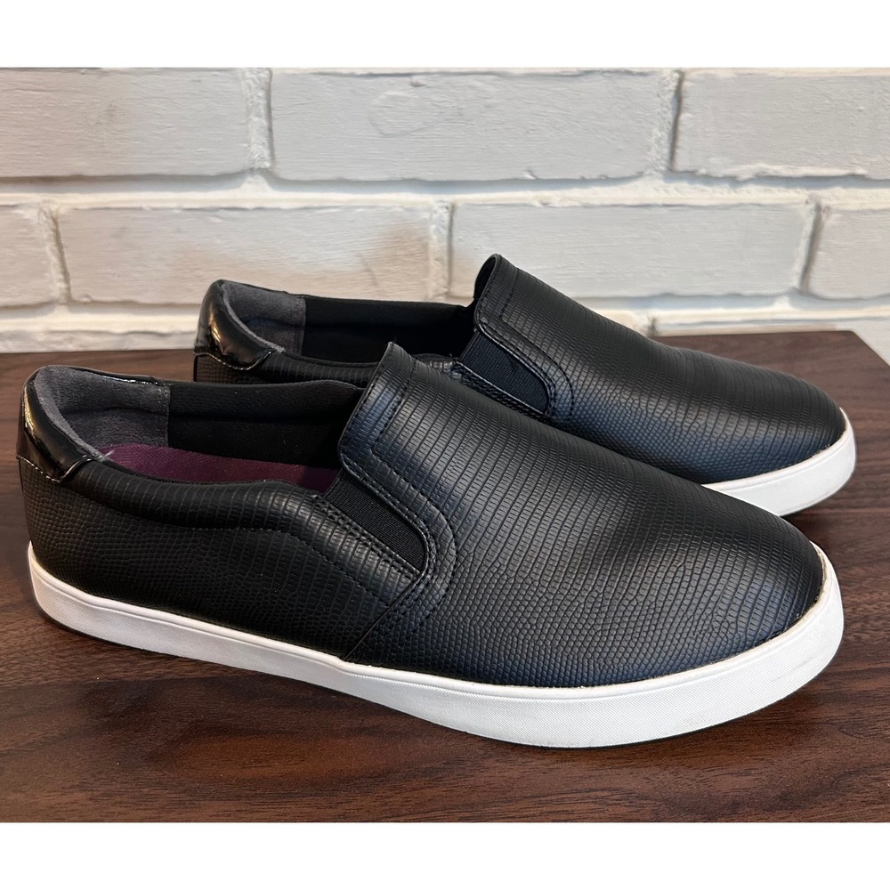 Dr. Scholl's Madison Womens Black Snakeskin Look Slip On Sneakers Size 9.5 Med.